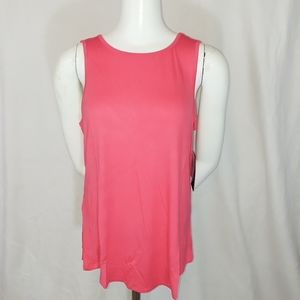 Pink Lotus Solid Coral Pink Open Back Workout Tank Top S